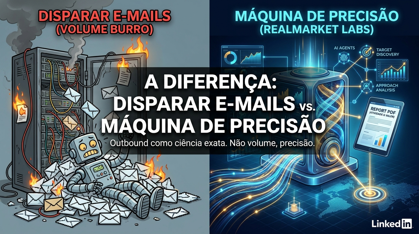 Editorial cover for A diferença entre disparar e-mails e construir uma máquina de precisão
