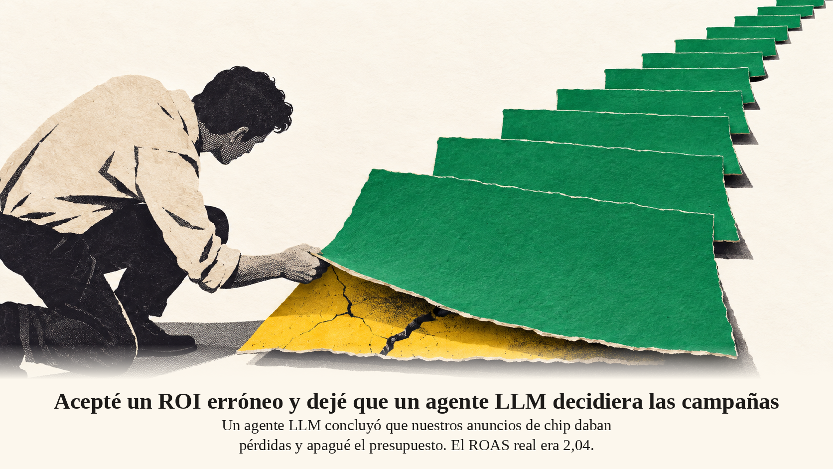Editorial cover for Acepté un ROI erróneo y dejé que un agente LLM decidiera las campañas