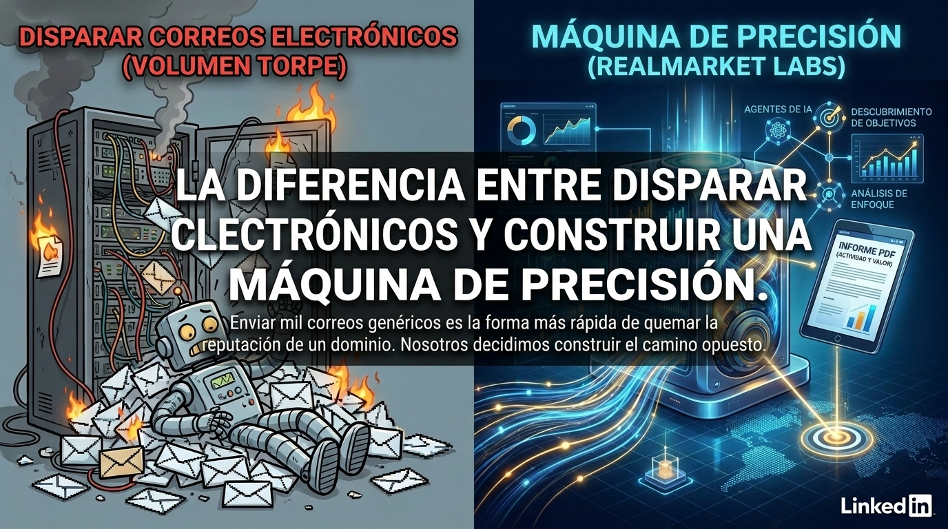 Editorial cover for La diferencia entre disparar correos electrónicos y construir una máquina de precisión