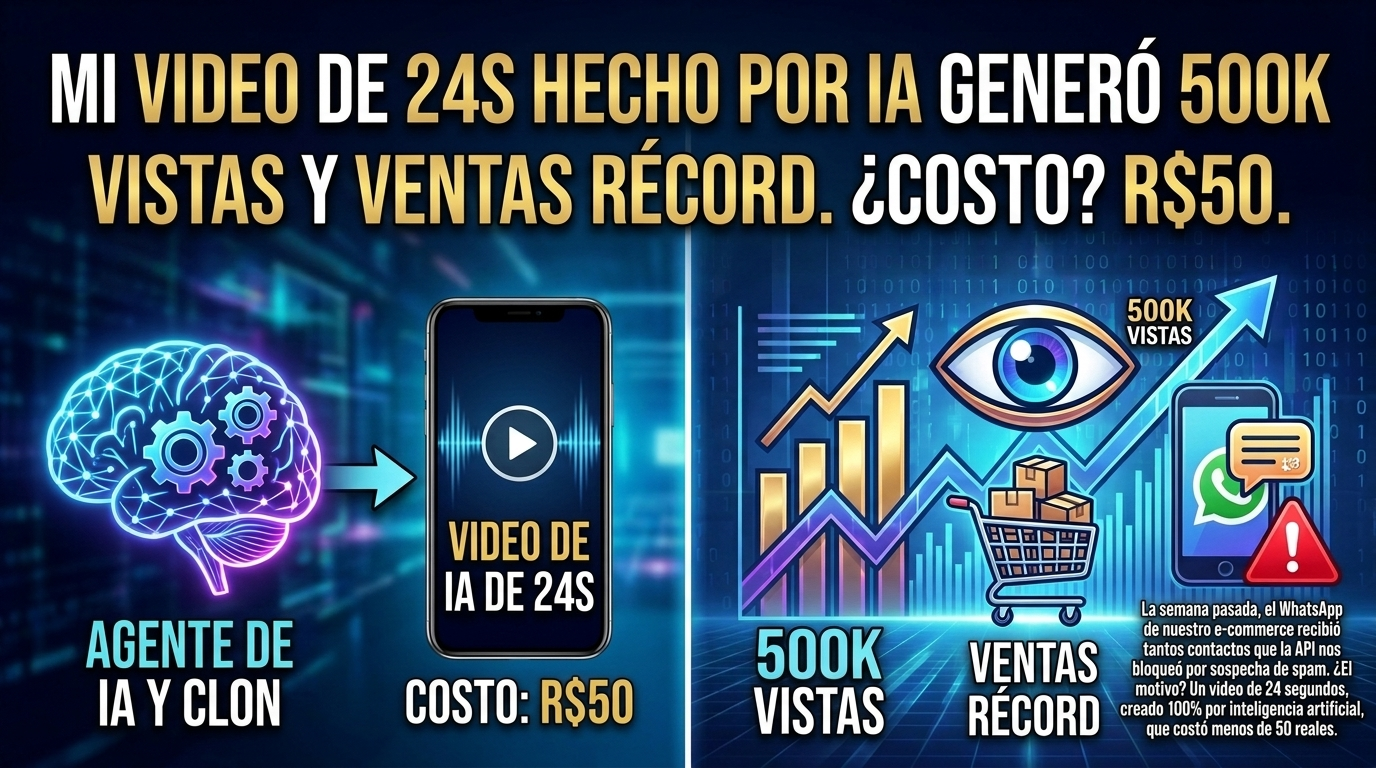 Mi video de 24s hecho por IA generó 500k vistas y ventas récord. ¿Costo? R$50.