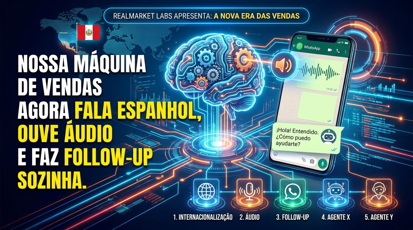 Nossa máquina de vendas agora fala espanhol, ouve áudio e faz follow‑up sozinha.