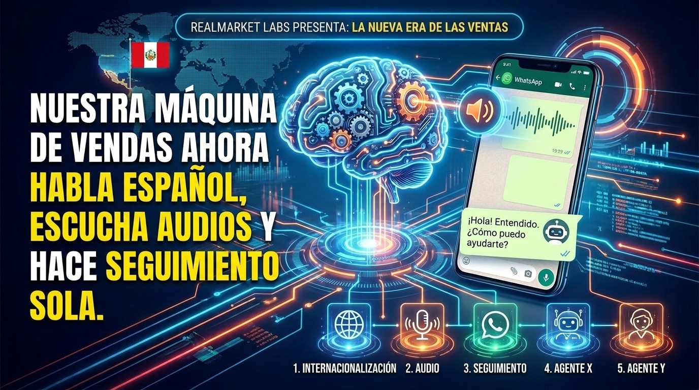 Nuestra máquina de ventas ahora habla español, escucha audios y hace seguimiento sola.