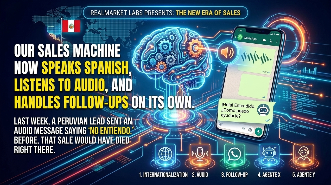 Our sales machine now speaks Spanish, listens to audio, and handles follow-ups on its own.