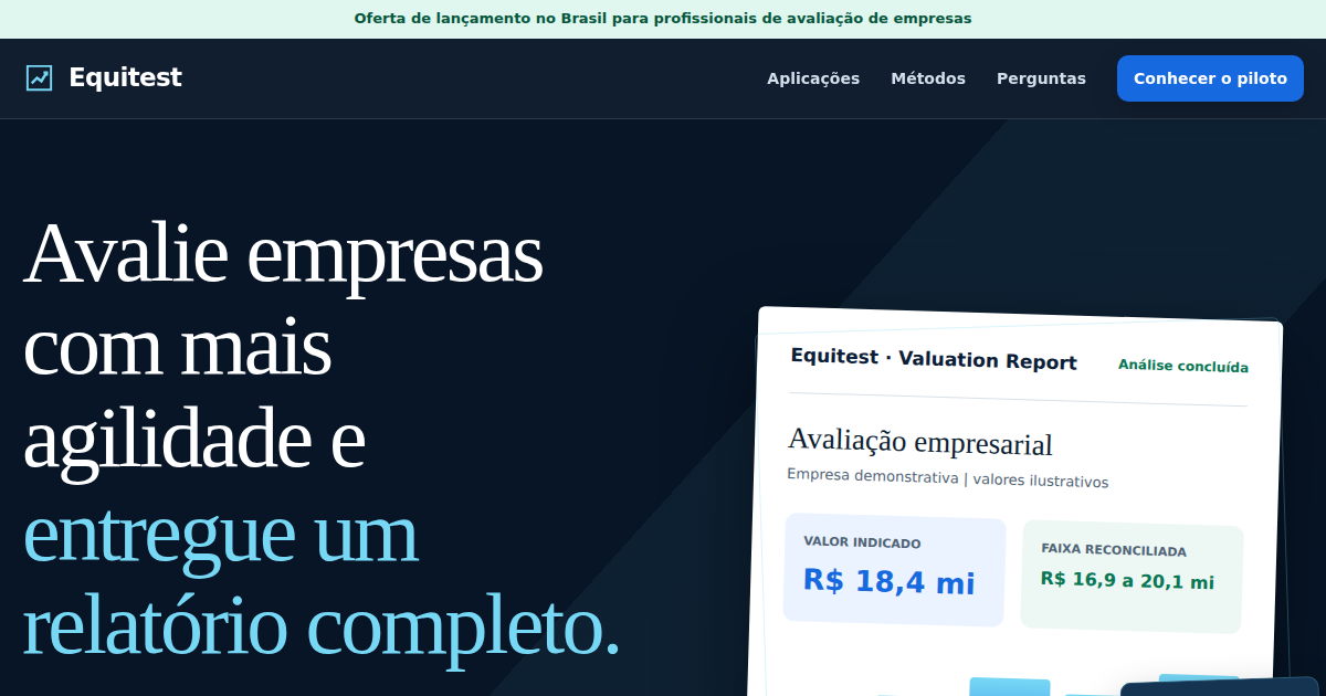 Equitest landing page created for the Brazilian market