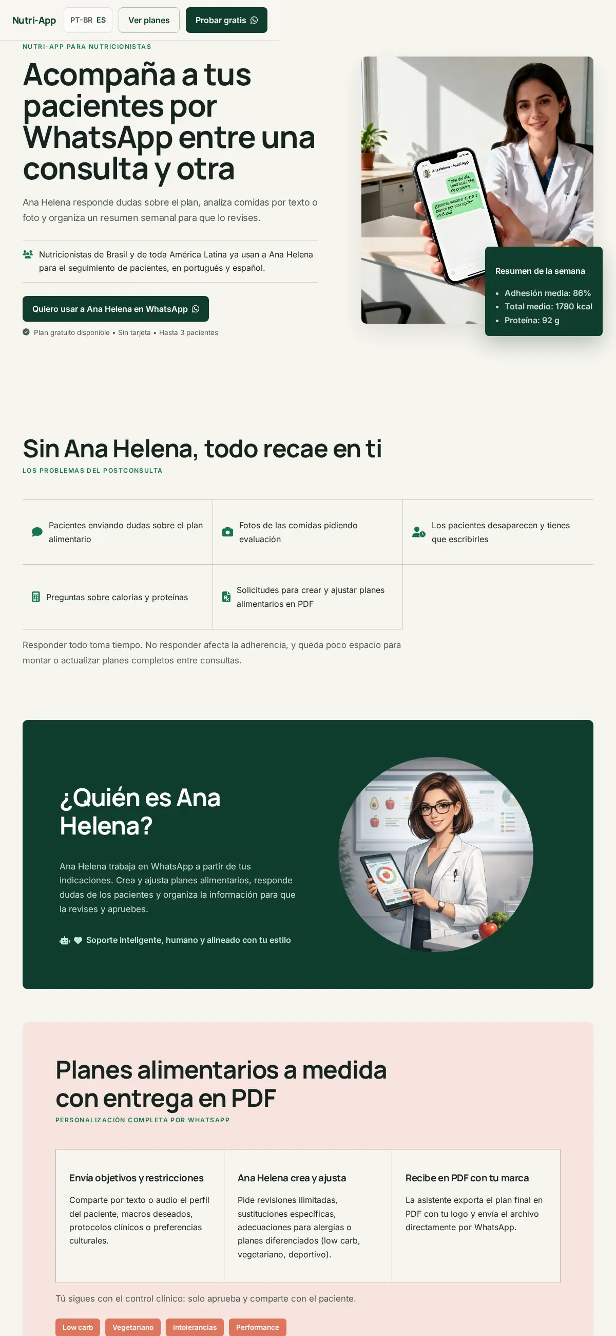 Nutri-App landing page created for Spanish-speaking markets