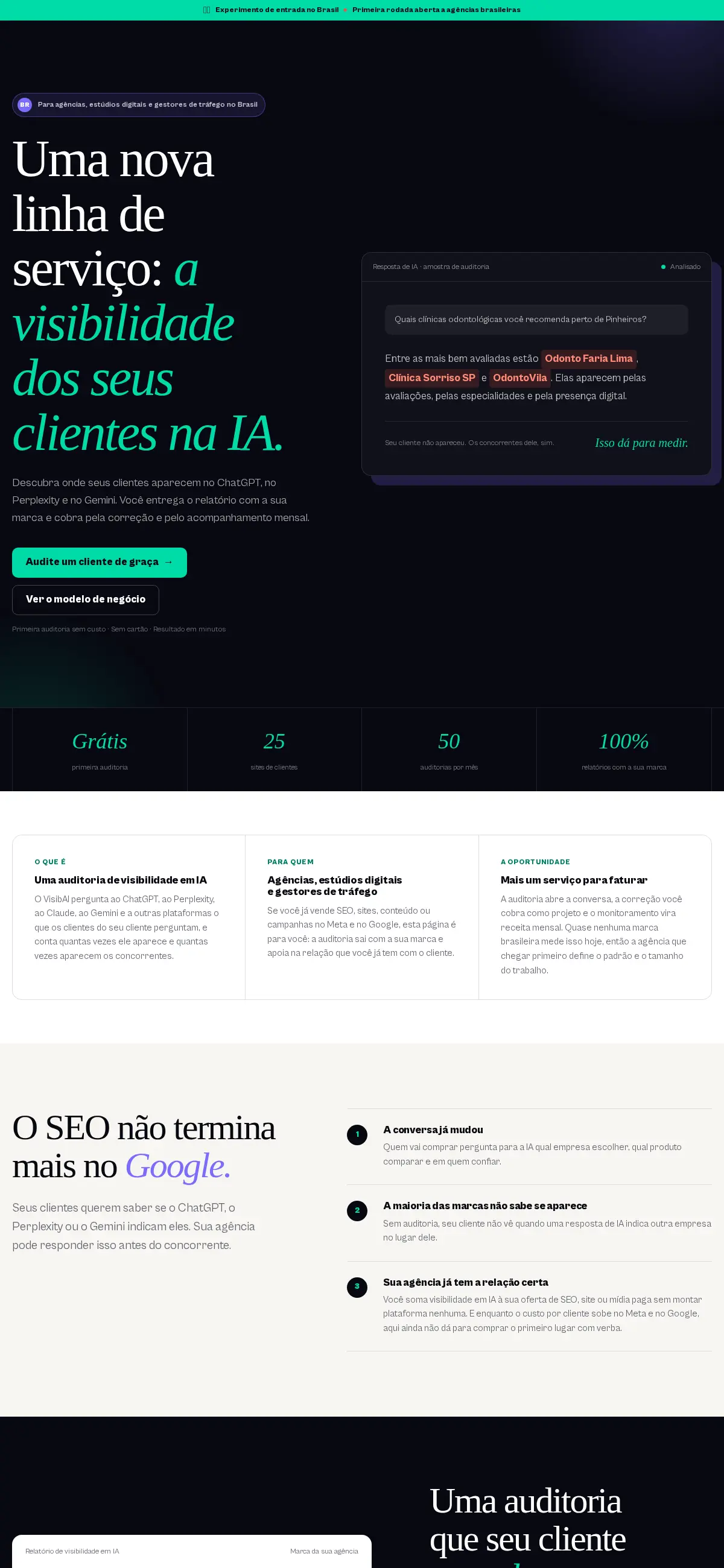 VisibAI landing page created for agencies in Brazil and Mexico