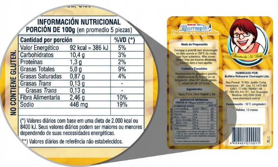 Imagen con ejemplo de ingredientes y tabla nutricional analizados por Ana Helena.