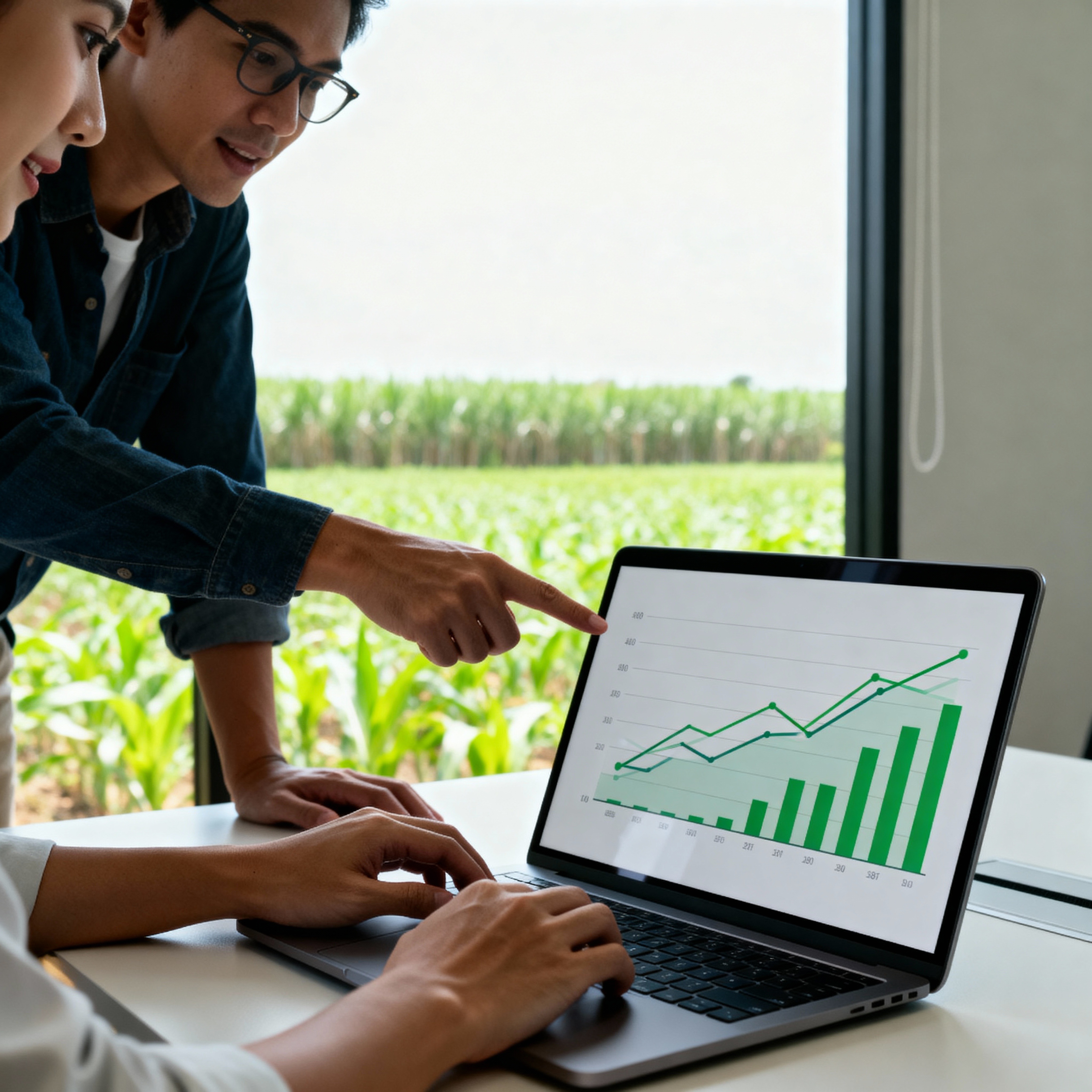 Operação monitorando campanhas digitais com plantação ao fundo