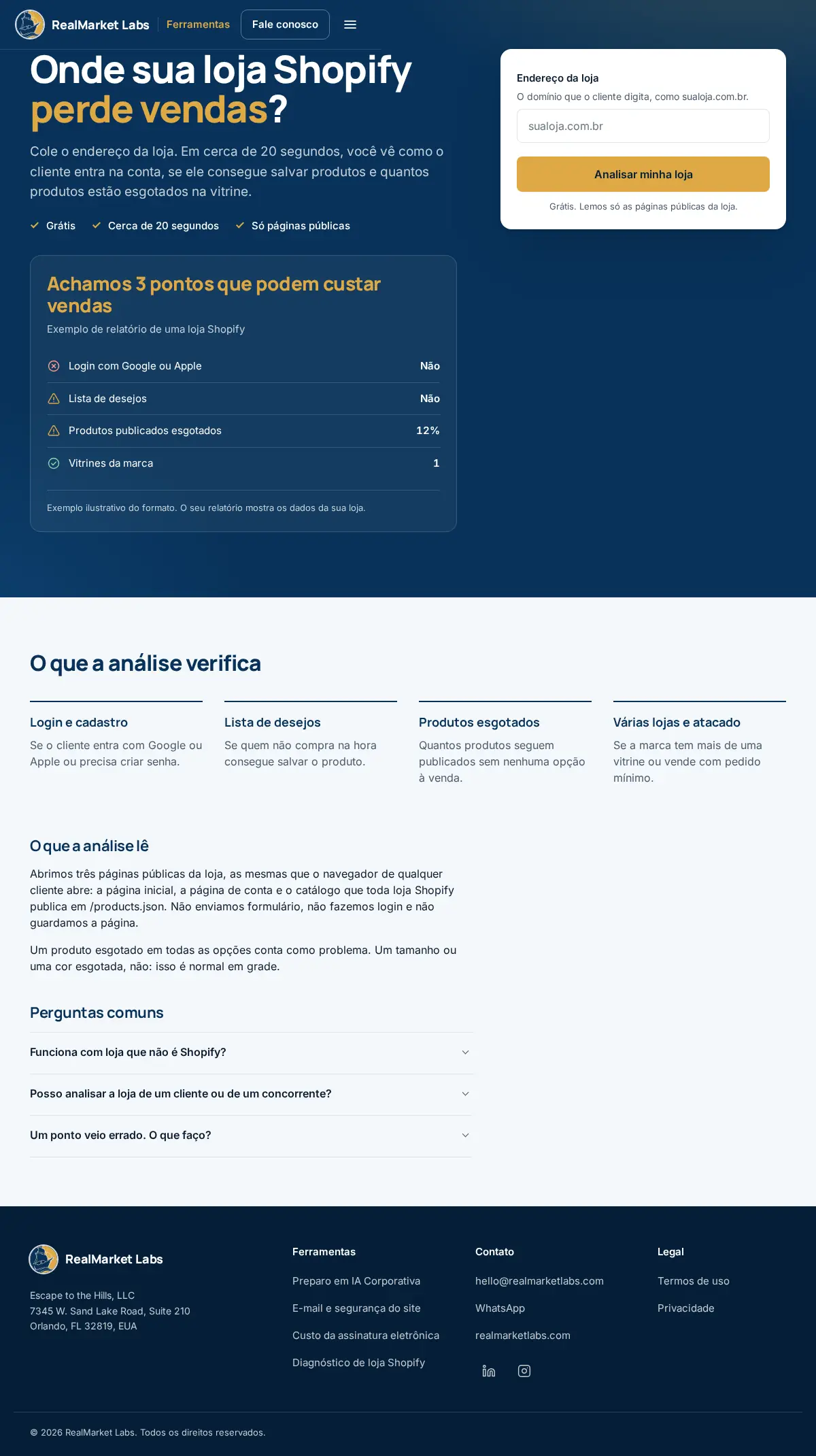 Shopify store check tool page